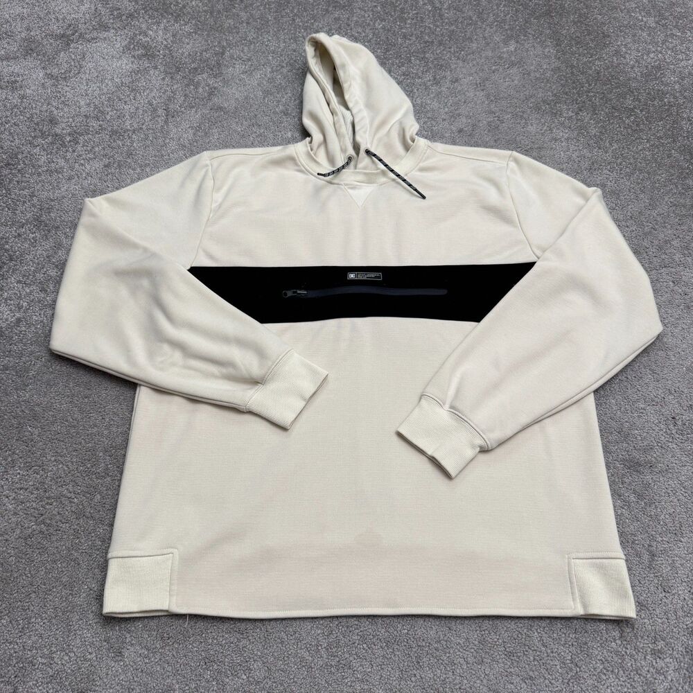 DC Shoes Hoodie Men XL Ivory DWR Water Resistant Colorblock Tech Fleece Casual